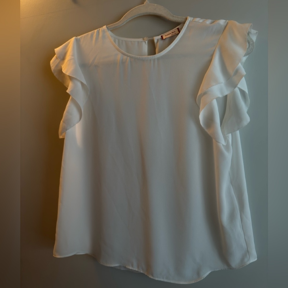 Sunday Best White Ruffle Sleeve Blouse